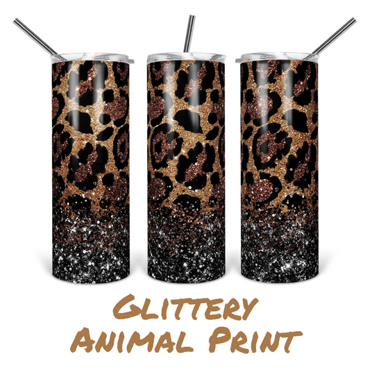 Glittery Animal Print Twenty Ounce Tumbler